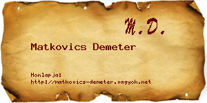 Matkovics Demeter névjegykártya